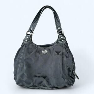 Coach Madison Maggie Hobo #14305 Black Signature Shoulder Bag